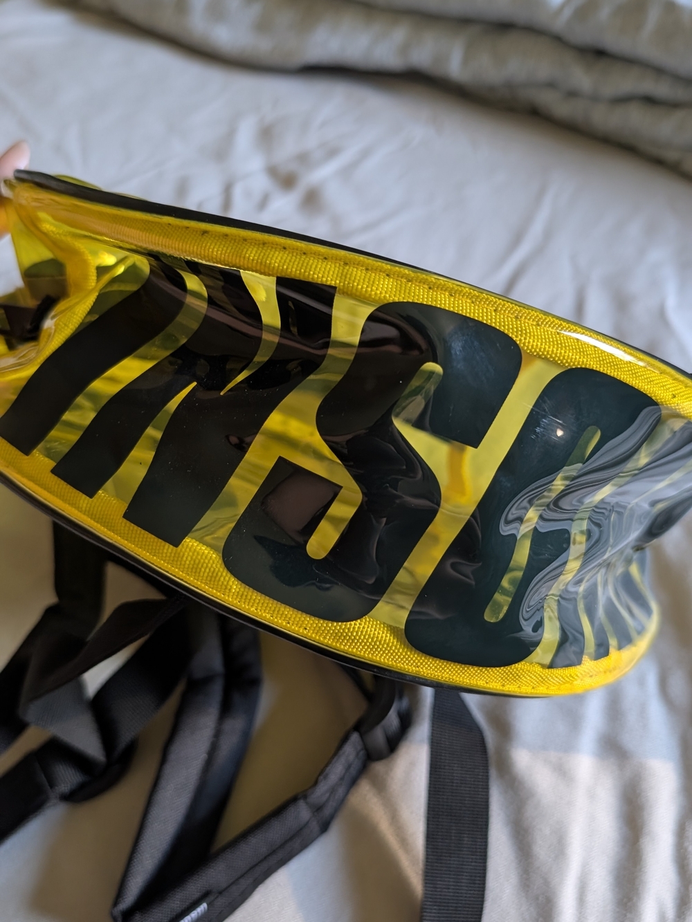 INSOMNIAC ANTI THEFT Smiley Face Round Clear Tote Bag in Yellow - Picture 2 of 3